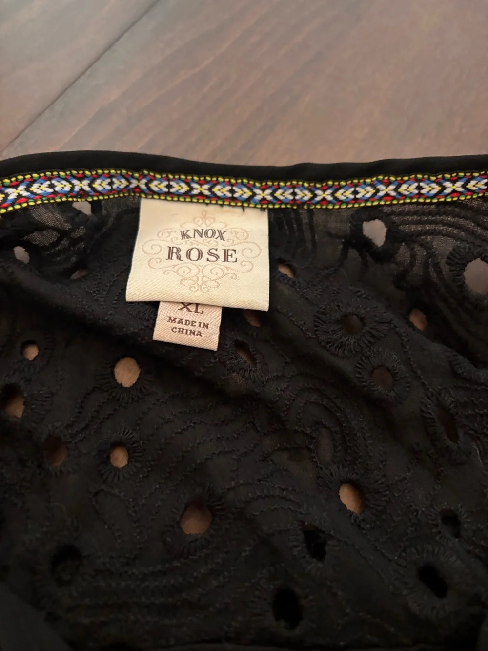 Knox Rose Black Eyelet Sleeveless Peasant Dress